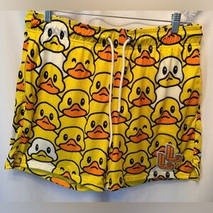 Lumber Legs Men's Size XL Rubber Ducks Shorts Yellow Orange Black Drawstring
